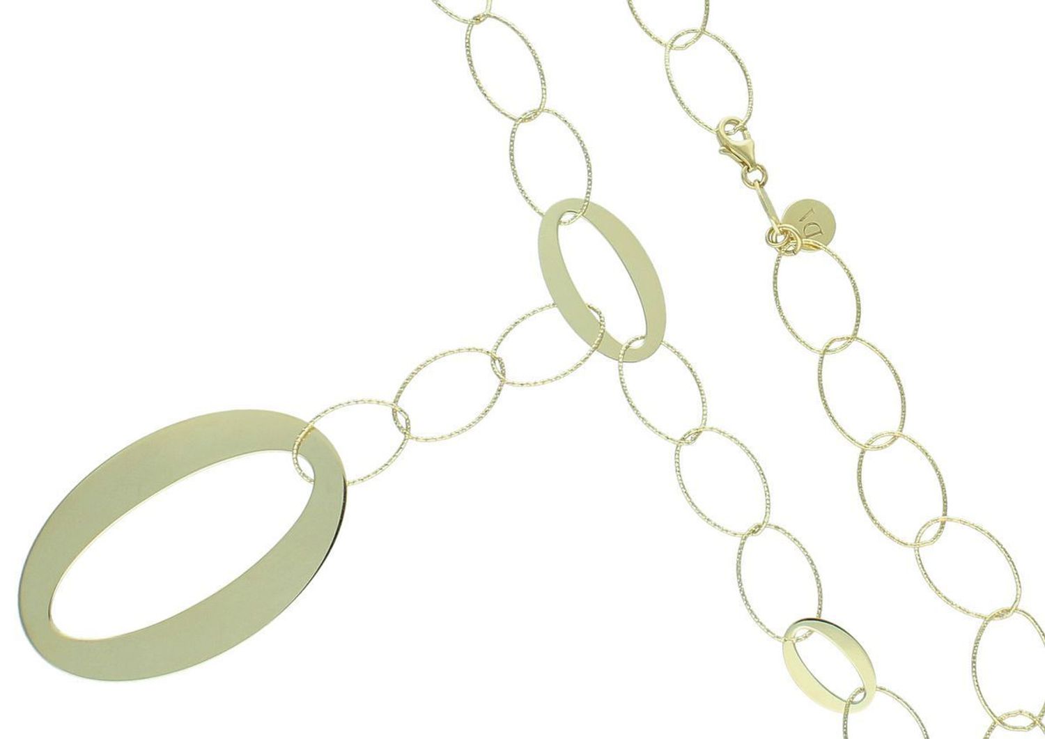 Naszyjnik srebrny damski pokryty złotem owalne ogniwka Dall'Acqua.jpg